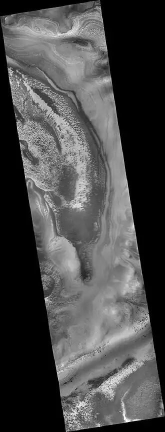 Reynolds (crater), as seen by CTX camera (on Mars Reconnaissance Orbiter).
