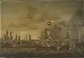 van de Velde's oil painting of the action, based on the previous sketch
