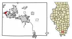 Location of Cambria in Williamson County, Illinois.