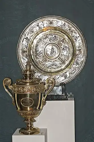 Wimbledon trophies styles, gilt cup for men and salver for women