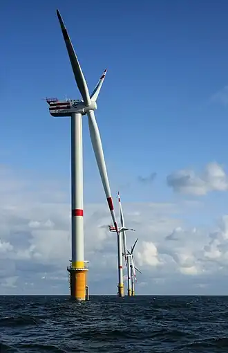 Image 45Thorntonbank Wind Farm, using REpower 5M 5&nbsp;MW turbines in the North Sea off the coast of Belgium (from Wind turbine)
