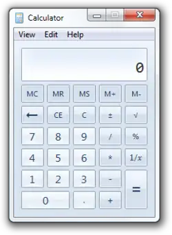 Windows 7 Calculator with Windows Aero