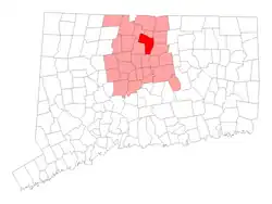 Windsor's location within Hartford County and Connecticut
