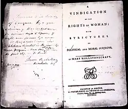Image 37First edition print of A Vindication of the Rights of Woman (from History of feminism)