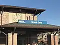 The west entrance of the Wood Dale Metra station.