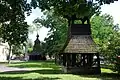 The wooden church from Kožuchovce and wooden belfry from Transcarpathia
