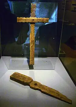 Image 14Wooden crosses from Toftanes dating to 860–970, indicating that Christianity existed in the Faroes before official Christianization (from History of the Faroe Islands)