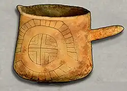 Ceramic beaker with woodhenge motif