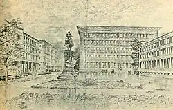 Visualization of the building's design published in Stolica in 1951