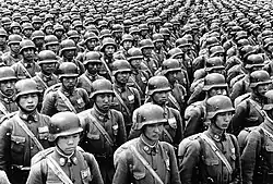 Chinese soldiers of the National Revolutionary Army wearing Stahlhelme before the battle of Wuhan