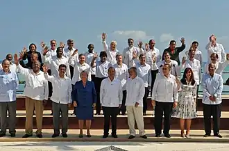 President Felipe Calderón and President Álvaro Uribe in Cancún; 2010.