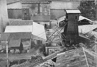 The headframe of an extraction shaft.