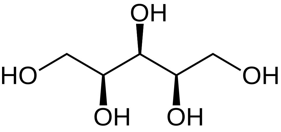 2D representation of the chemical structure of xylitol .