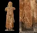 Yaksha Manibhadra, Parkham near Mathura with detail of the dress with geometric fold of the hem