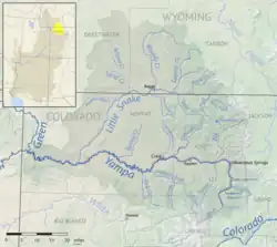 Map of the Yampa drainage basin, showing the Little Snake north of the Yampa