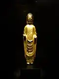 Yangp'yong Buddha, Silla, second half of the 6th century or first half of the 7th century. Gilt bronze, h. 30&nbsp;cm. National Museum of Korea, National Treasure no. 186.