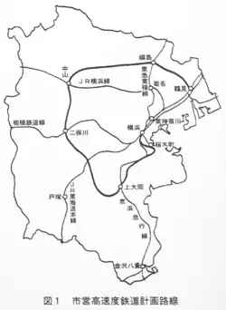 1957 map of proposed municipal subway lines.