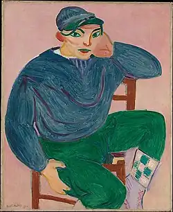 Henri Matisse, 1906, The Young Sailor II, oil on canvas, 101.3 × 82.9&nbsp;cm, Metropolitan Museum of Art. Exposició d'Art francès d'Avantguarda, Galeries Dalmau, Barcelona, 1920