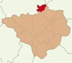 Map showing Aydıncık District in Yozgat Province