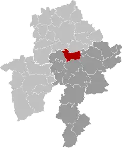 Location of Yvoir in Namur province