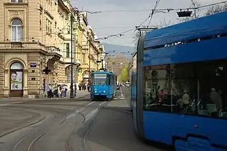 TMK 2200 and Tatra KT4 trams at Glavni Kolodvor