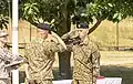 Commanding staff of the 44th Infantry Battalion in 2021, using the current WoodLatPat uniform