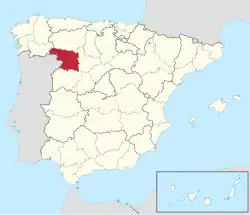 Map of Spain with Zamora highlighted