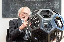 "Buckyballs", sculpture of buckyballs (held by Anton Zeilinger)