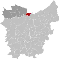 Location of Zelzate in East Flanders