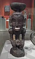 Taíno zemi, ironwood with shell inlay, Dominican Republic, 15th-16th-century bowl used for cohoba rituals[52]