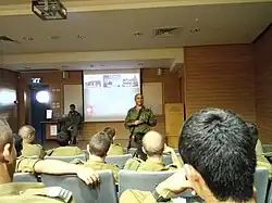 Colonel Zion Razon in conversation with the cadets of the Military Command Boarding School in Haifa