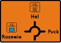 R-4e "pre-signpost board of bicycle route" (Advanced direction sign)