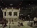 Lewis Bryden painted Zocalo in 1993 and it is part of the Collection of Universidad Americana, Acapulco, Mexico. Zocalo means town square—it is common in Mexican cities, villages and towns.