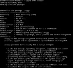 Screenshot of zypper, part of ZYpp