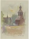 The old church and the bell tower, 1897 sketch.