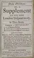 Doron medicum : or, A supplement to the New London dispensatory, 1688