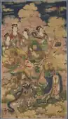 The eight hosts of Deva, Naga and Yakshi; 1454; hanging scroll, ink and color on silk; dimensions of the painting: 140.2 × 78.8&nbsp;cm; Cleveland Museum of Art.