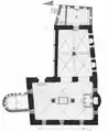 Plan of the synagogue (I-Main synagogue. II-Women's synagogue. III-Lobby. IV-Rashi Shul)