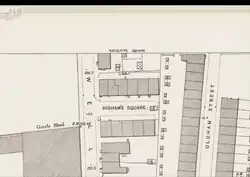 An OS map for Higham Square in Tyldesley surveyed in 1888
