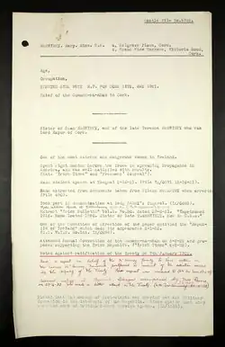 British Army intelligence file for Mary McSwiney