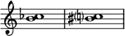 {
\override Score.TimeSignature
#'stencil = ##f
\relative c'' {
\time 4/4
\set Score.tempoHideNote = ##t \tempo 1 = 20
<b ces>1 <bis c?>
}
}