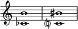 {
\override Score.TimeSignature
#'stencil = ##f
\relative c' {
\time 4/4
\set Score.tempoHideNote = ##t \tempo 1 = 20
<ces b'>1 <c? bis'>
}
}