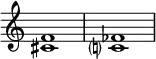 
{
\override Score.TimeSignature
#'stencil = ##f
    \relative c' {
        \time 4/4
        \set Score.tempoHideNote = ##t \tempo 1 = 20
        <cis f>1 <c? fes>
    }
}
