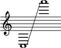  {
    \new Staff \with { \omit Score.TimeSignature }
    \key c \major \cadenzaOn
    \clef treble c1 \glissando s a'''
} 