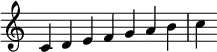 {
\override Score.TimeSignature #'stencil = ##f
\relative c' {
\clef treble
\time 7/4 c4 d e f g a b c
} }