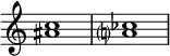 {
\override Score.TimeSignature
#'stencil = ##f
\relative c'' {
\time 4/4
\set Score.tempoHideNote = ##t \tempo 1 = 20
<ais c>1 <a? ces>
}
}