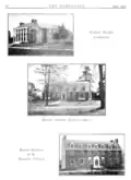 Three of the first four Babson buildings: Knight Auditorium, Mustard Hall (Lunder Admissions Center), and Bryant Hall