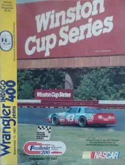 The 1987 Wrangler Jeans Indigo 400 program cover, featuring Richard Petty.