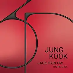 The name of the artists and the "3D" text is a black color, while the background is red and a text that reads "THE REMIXES" is added.