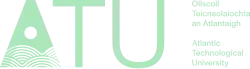 Logo of the Atlantic Technological University consisting of a large stylised teal-coloured "A" with a wave pattern accompanied by the name of the university in both Irish and English